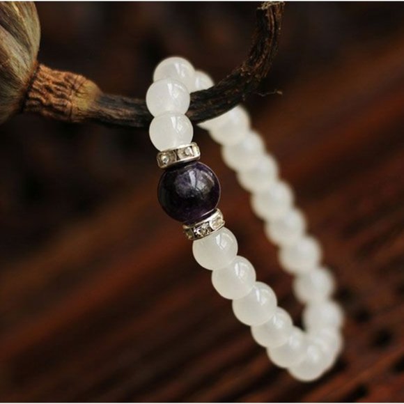 Natural White Chalcedony Positivity Bracelet - Picture 5 of 6